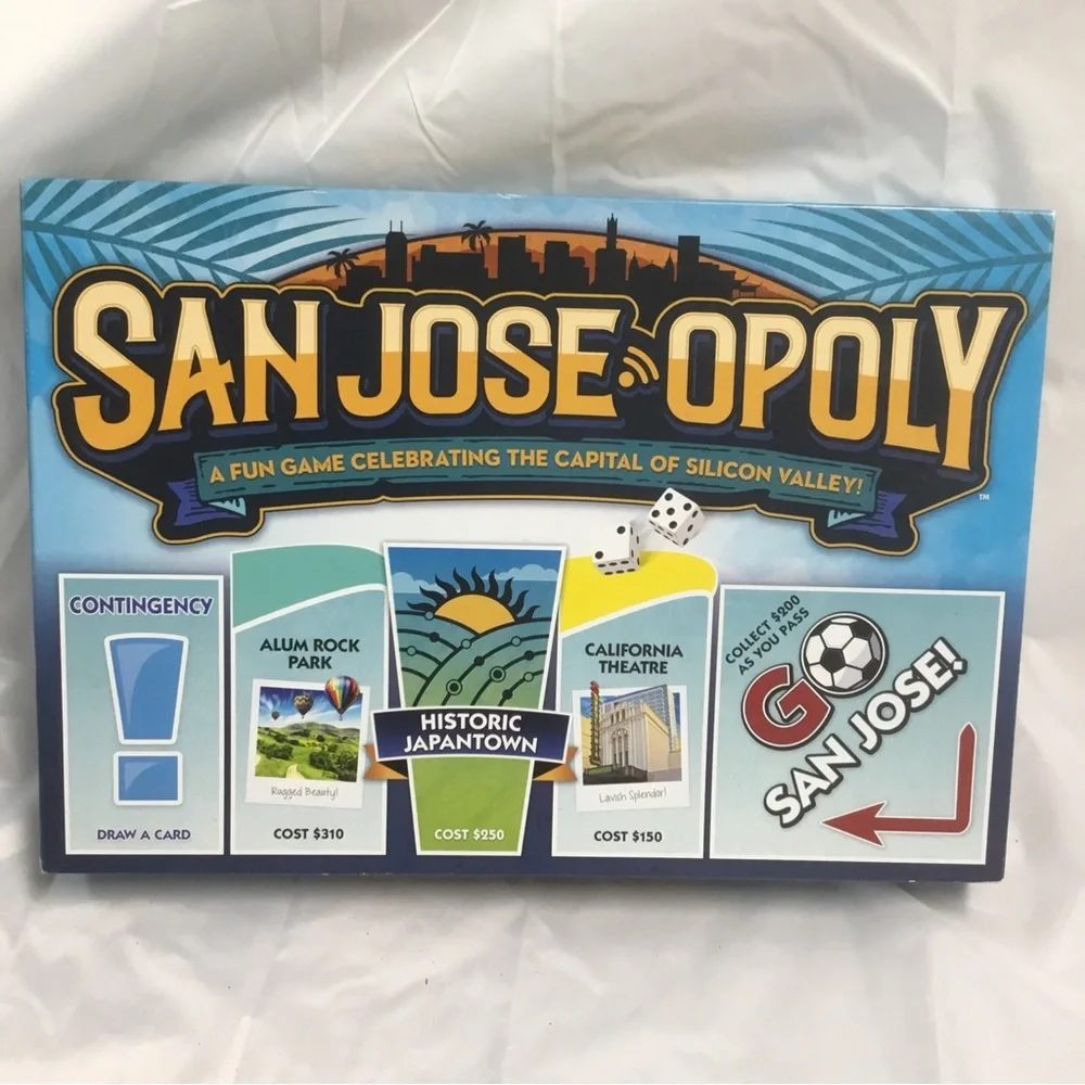 SAN JOSE-OPOLY Board Game Monopoly COMPLETE Silicon Valley Late For The Sky EUC